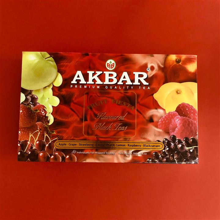 چای سیاه طعم دار میوه ای پذیرایی اکبر 80 تایی AKBAR